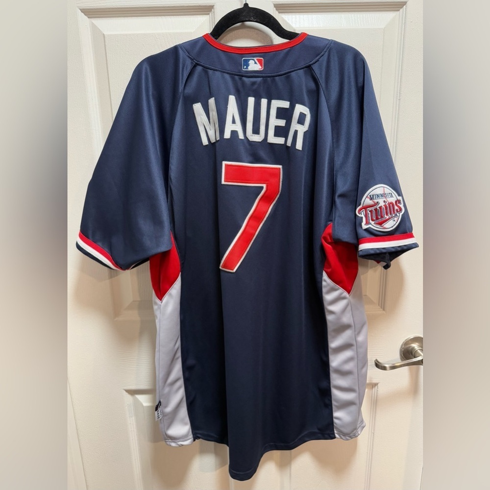 Majestic Navy men’s Baseball Jersey Mauer 2009 size 54 - Picture 7 of 10